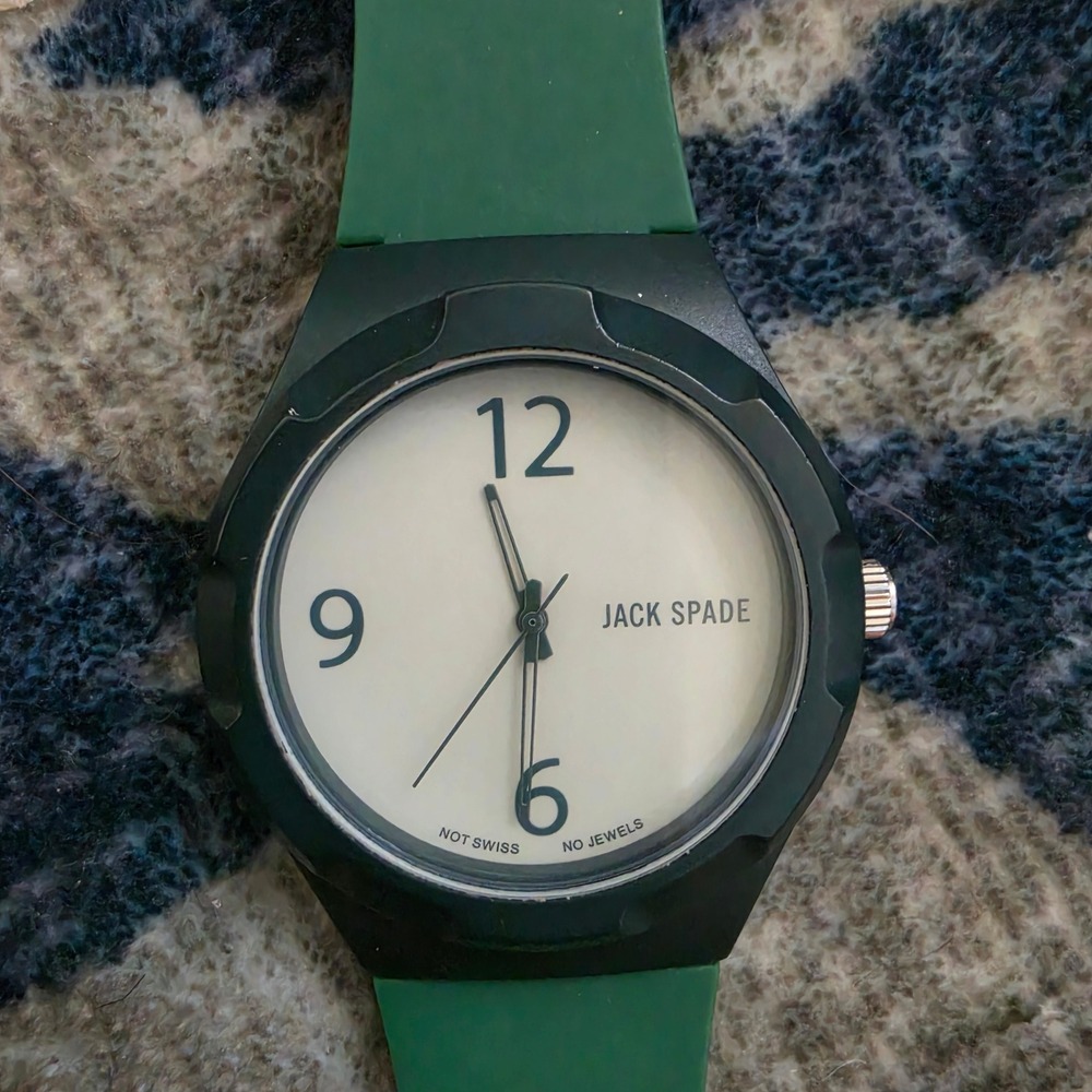 Jack Spade Mens Green Silicone Strap Watch Cream Dial 40mm 0072